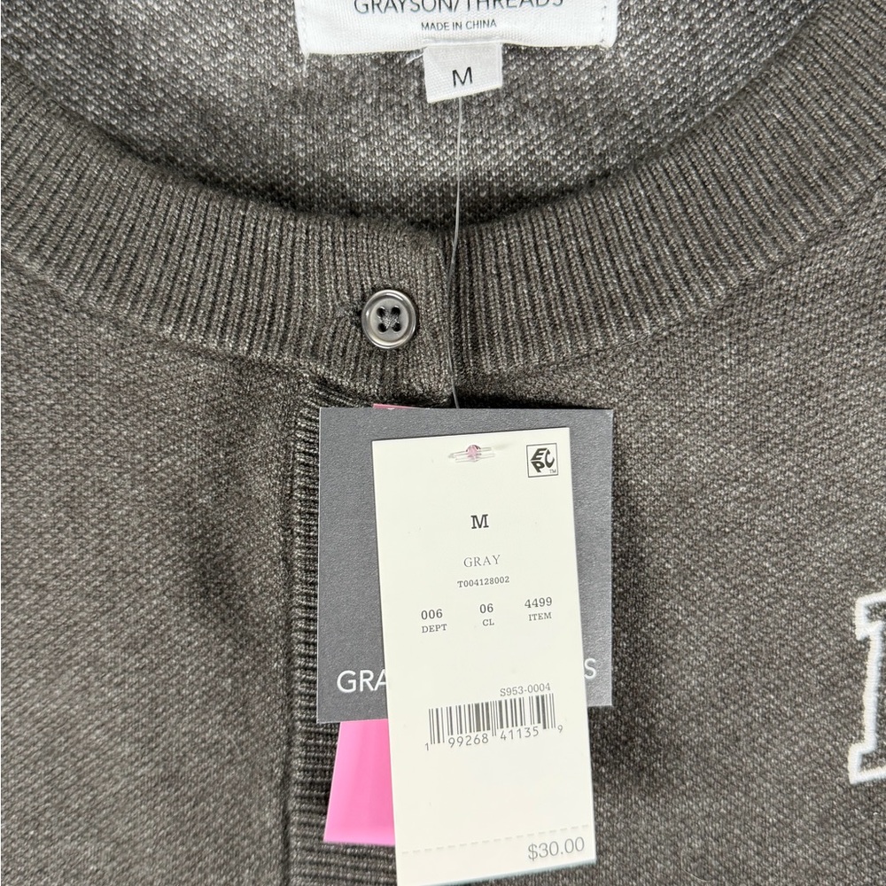 Women's Greyson/Threads NYC Teddy Bear Graphic Cardigan - Gray M, L & XXL - Picture 5 of 14